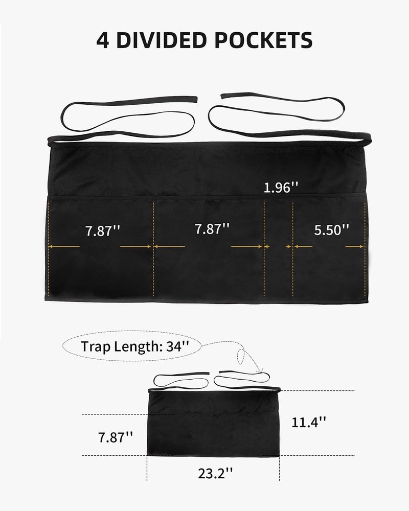 Xeoxarel Aprons with 4 Pockets (Available in 3 Pack / 7 Pack) 23.5'' X 11.5'' - Image 5